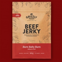 Grizzly Foods Beef Jerky - Burn Baby Burn, 100g