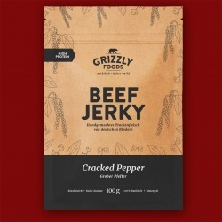 Grizzly Foods Beef Jerky - Cracked Pepper, 100g