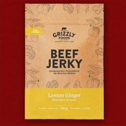 Grizzly Foods Beef Jerky - Lemon Ginger, 100g