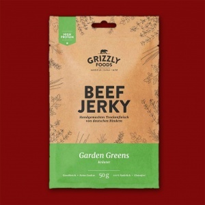 Grizzly Foods Beef Jerky - Garden Greens, 50g