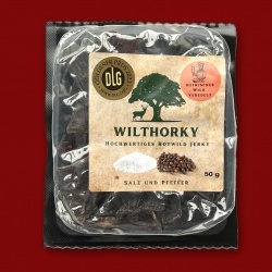 Wilthorky Rotwild Jerky -  Salz und Pfeffer, 50g